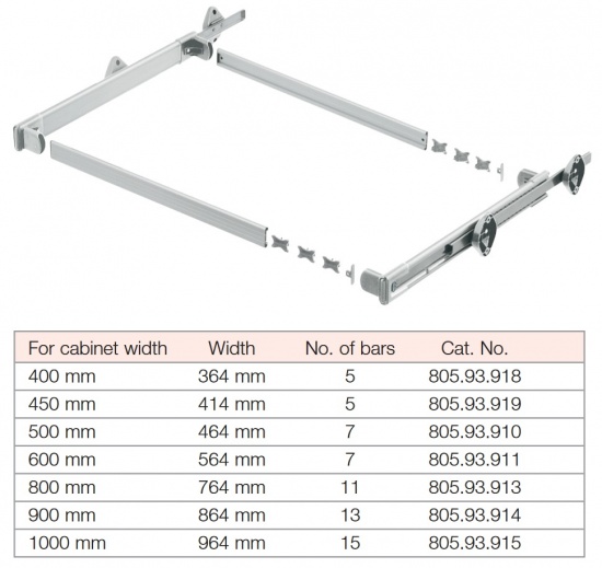 Wardrobe Pull Out Trouser Rack for Width 4001000 mm